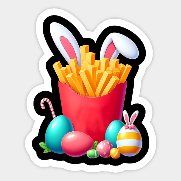 French Fries Easter Egg Hunt Bunny Fast Food Sticker by inksplashcreations